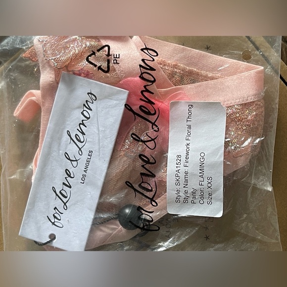 NWT For Love & Lemons Firework Floral Thong Lace Panty in Flamingo Pink - Picture 3 of 4